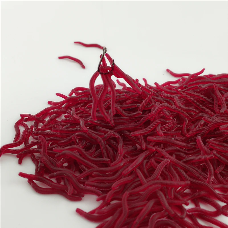 100PCS Weicher Köder Bass Brassen Blutwurm Angeln Regenwurm Wurm Gummi Rote Würmer Köder Fischgeruch Realistische Tackle – Detail 5