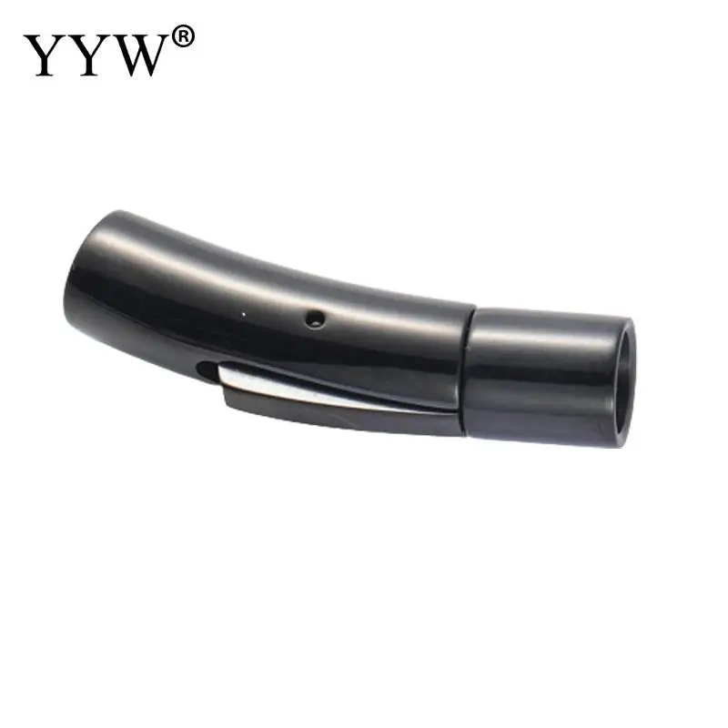 5pcs Stainless Steel Bayonet Clasp 8mm Hole Push Lock Black Buckle Leather Cord Clasps For Diy Bracelet Jewelry Making