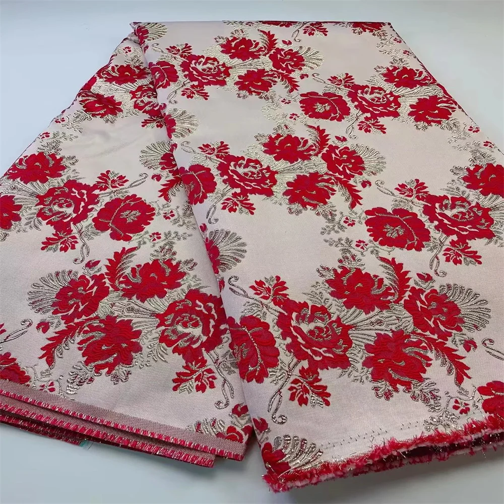 

SJ Lace African Mesh Lace Fabric 5 Yards 2022 Nigerian Brocade Gild Jacquard Lace Fabric For Sewing Diy Wedding Dress jf13-21