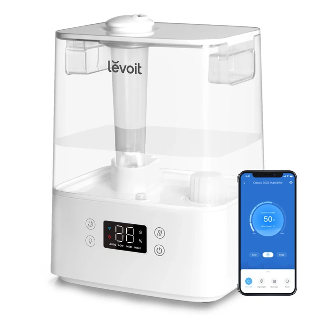 Levoit Smart Humidifiers for Bedroom Large Room , 6L Top Fill Warm and Cool Mist for Home and Plants , Air Vaporizer for Whole House