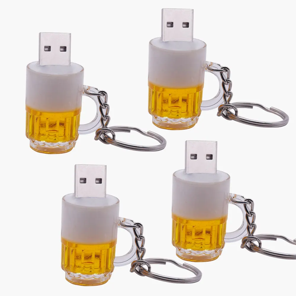 

Cartoon Beer Mug USB Flash Drive 64GB Cute Pen Drive 4GB 8GB 16GB 32GB 128GB Pendrive cle USB2.0 Free Key Chain Memory U Stick