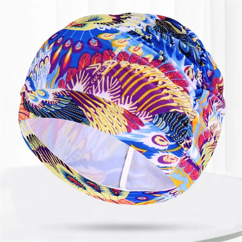 

1pcs High Elastic Swimming Cap Men Women Solid Flowers Printed Bathing Cap Long Hair Cap Water Sport Turban Hats