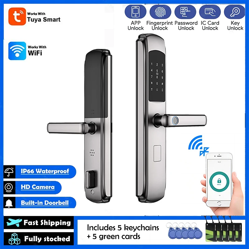 tuya-wifi-camera-anti-theft-door-lock-garden-gate-electronic-lock-fingerprint-digit-smart-lock-security-app-mechanical-keys