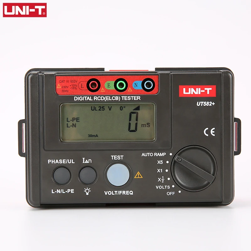 UNI-T Digital Rcd Tester 230V UT582+ ELCB Tester Voltage Frequency Meter Circuit Leakage Test AUTO RAMP