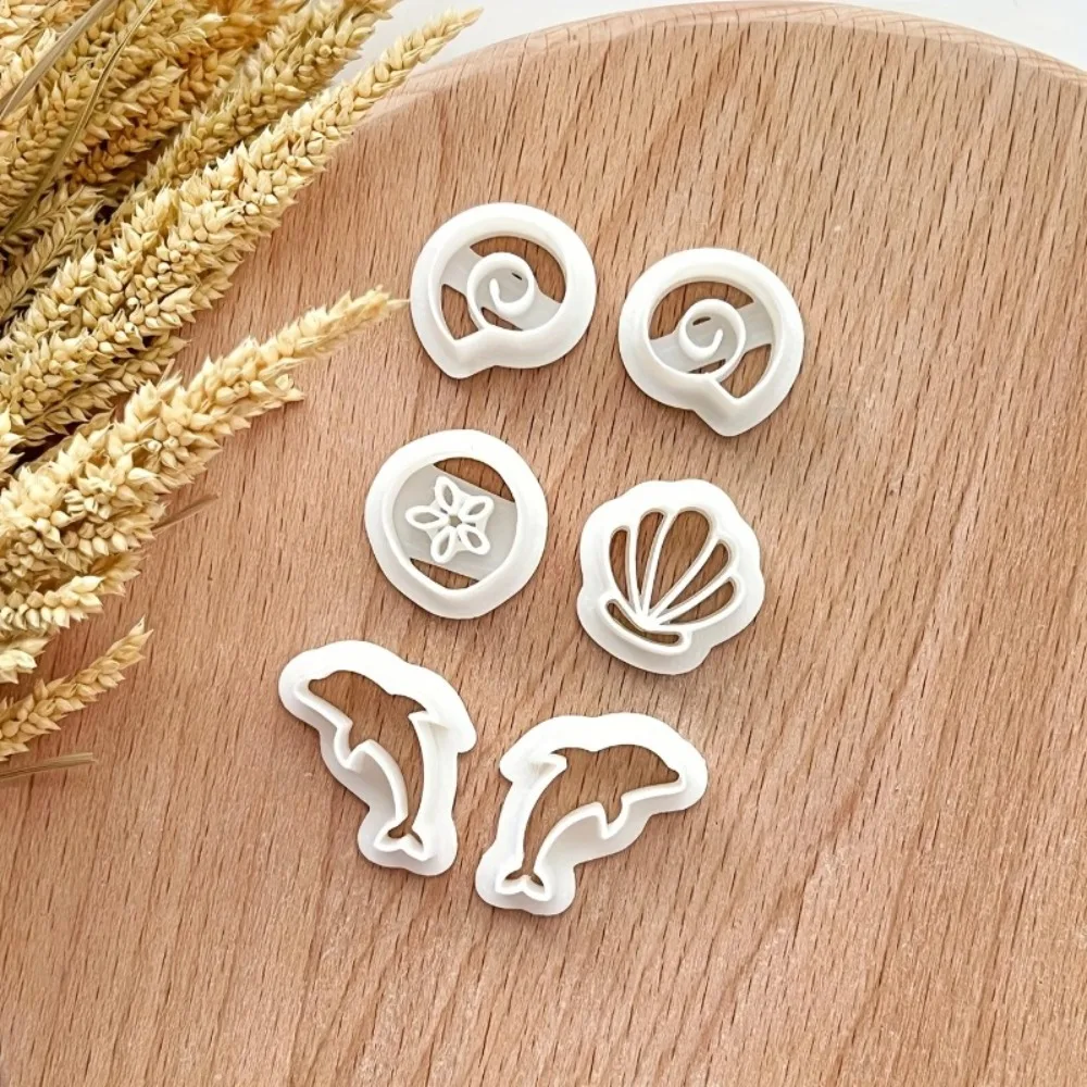 6Pcs 여름 바다 점토 커터 해양 동물 및 조개 모양의 점토 커터 폴리머 점토 귀걸이 및 공예품용 모양의 금형
