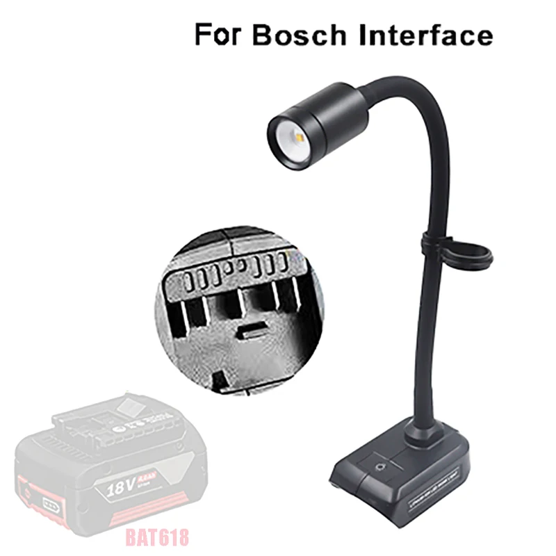 Desk Work Hose Lamp Suitable For Makita Bosch For Dewalt Milwaukee Black Decker