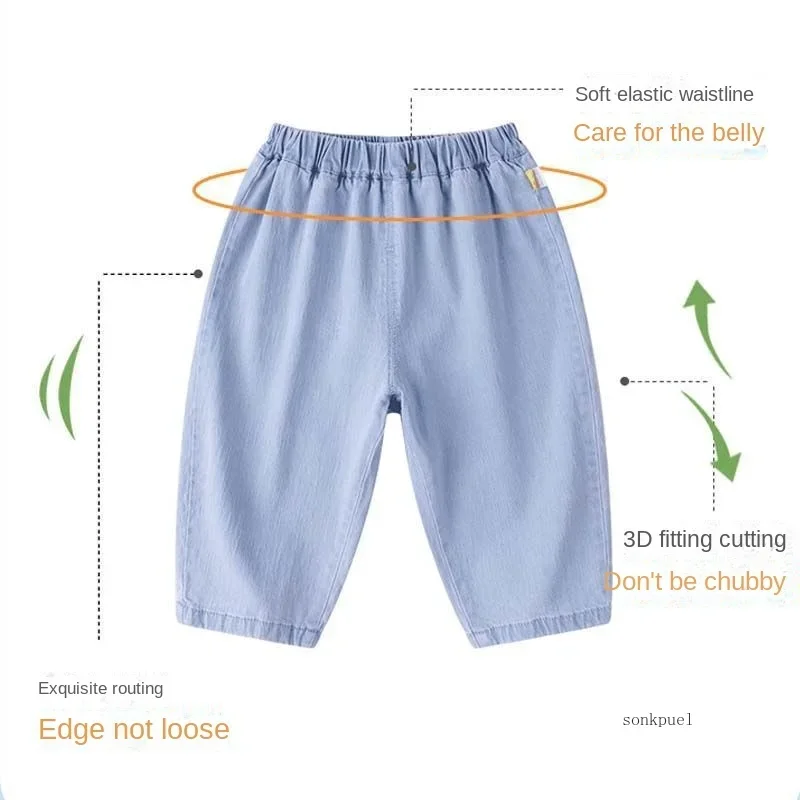 Children's Pants Denim Summer Elastic Waist,boys pants,kids pants
