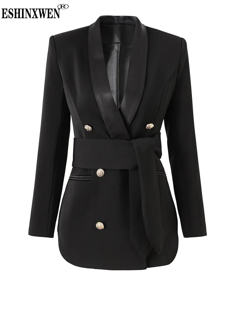 

Eshin Notched Collar Long Sleeve Double Breasted Woolen Blazer For Women 2023 Winter Fashion Female New Y2k Elegant Coats TH6149