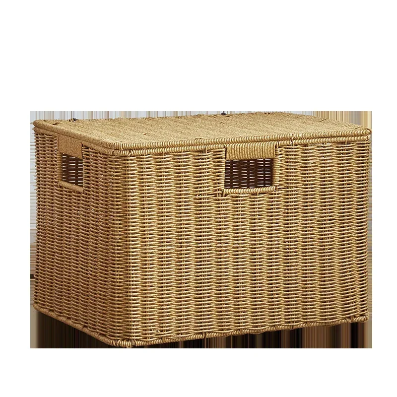Large Rattan Woven Storage Basket, Clamshell Design, Breathable Organizer, Stylish Practical Supplies, Modern Home 6