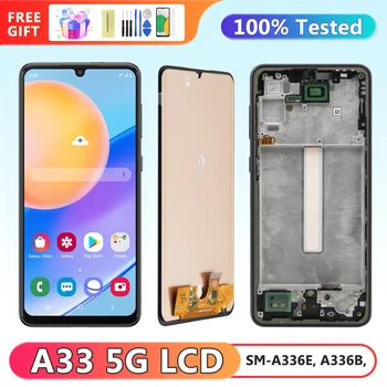 Schermo A33 5G, per Samsung Galaxy A33 5G A336 A336E A336B Display LCD Touch Screen digitale con sostituzione del telaio