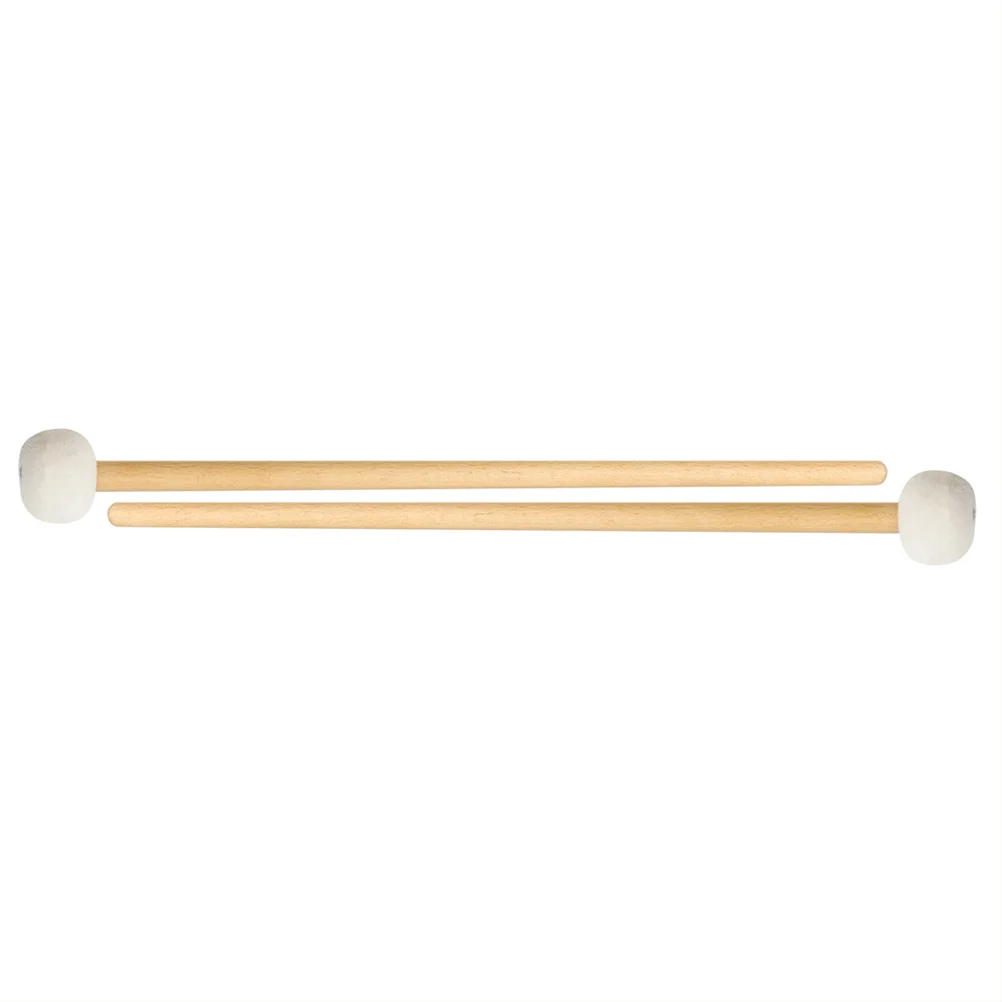 

1 Pair Timpani Mallets Sticks Felt Head Drum Sticks Mallets with Wood Handle Musical Percussion (White)