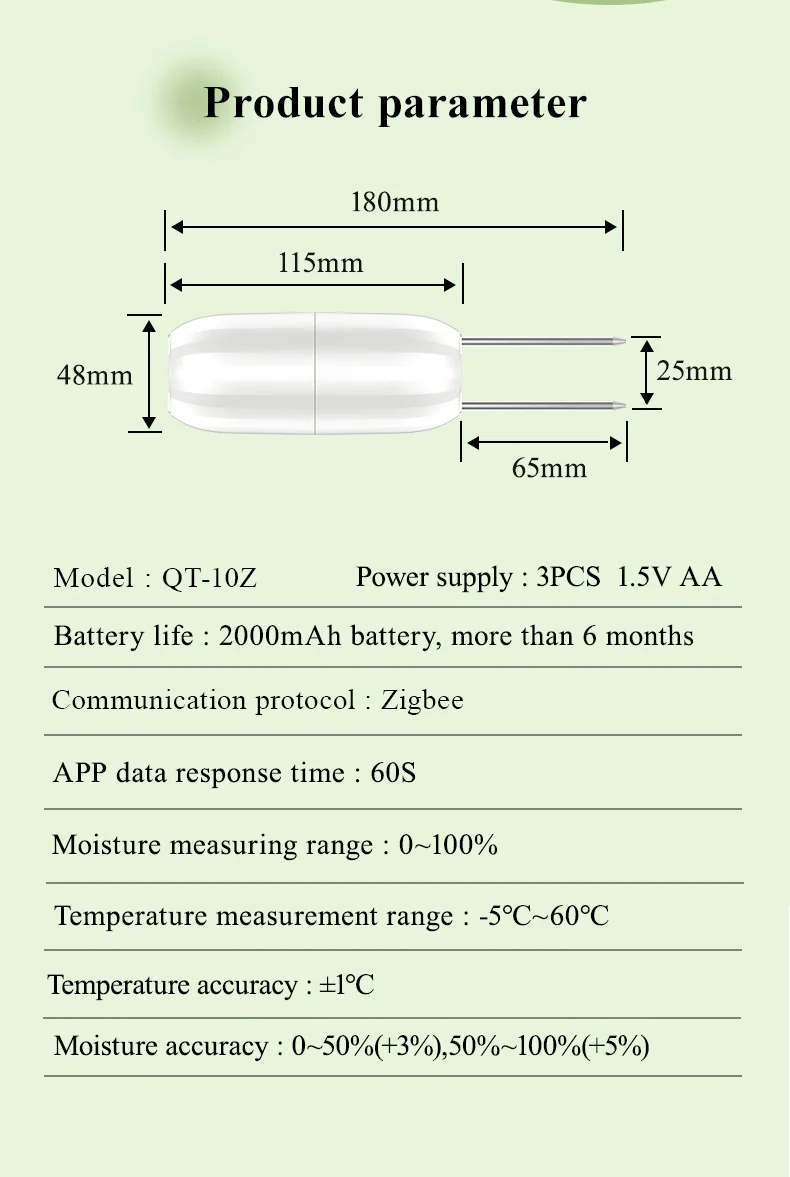 Tuya Zigbee Wireless Soil Intelligent Temperature Humidity Tester Mobilephone AP