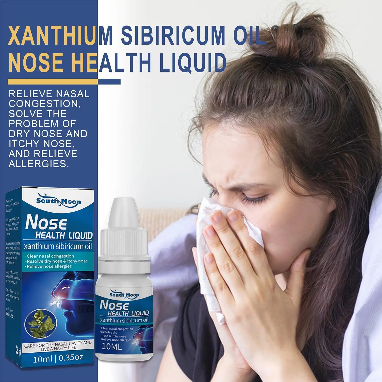 

10ml Cocklebur Nose Oil Rhinitis Nasal Essential Oil For Congestion Sneezing Dry Itching Nasal Mucus Sensitive Chronic Rhinitis