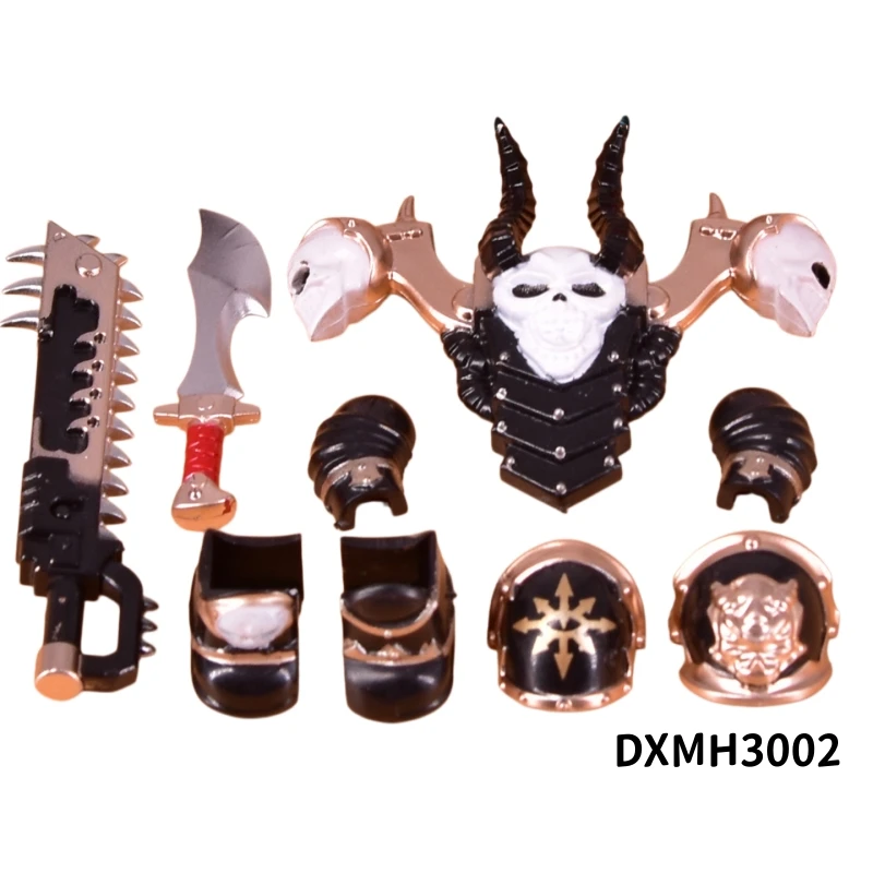 DXMH3001 갑옷 액세서리 세트, 8개의 SF 전술 장비(제트팩, 도끼, 총, 불꽃 효과 포함) 빌딩 블록 피규어용