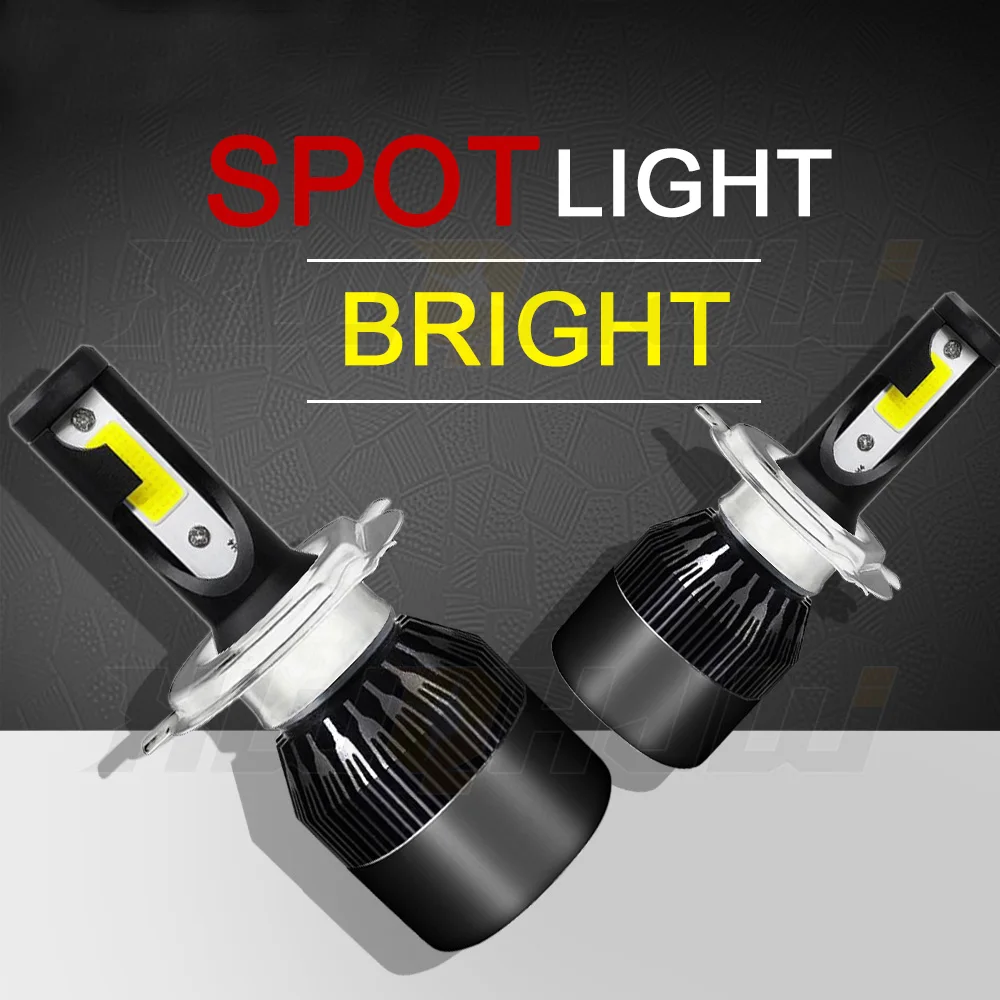 

XWQHJW 2PCS Car lights 201101-H4 Super Bright LED Headlights High Low Beam Fog Light Bulb White 6000K Minisize Car accsesories