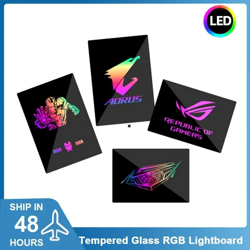 Mod Painel de Iluminação Case Computador 5v 12v Aura Sync Rgb Nameplate Rog Ssd Backplate Tampa Vidro Temperado Gaming Gabinete Lightboard
