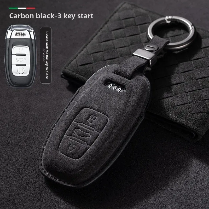 Premium Leather Suede Key Cover for Car Flip Keys - Stylish Auto Accessories Key Holder
