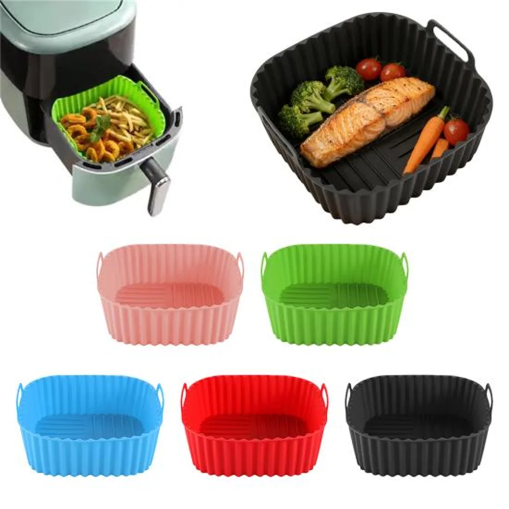 Durable Silicone Air Fryer Liner - 8-Inch Square, Reusable and Easy to Clean