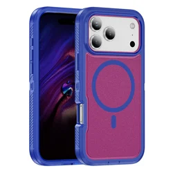 Military - Grade Anti - Slip Armor Case with MagSafe Charging Protection - iPhone 15 Plus (Rose Blue)