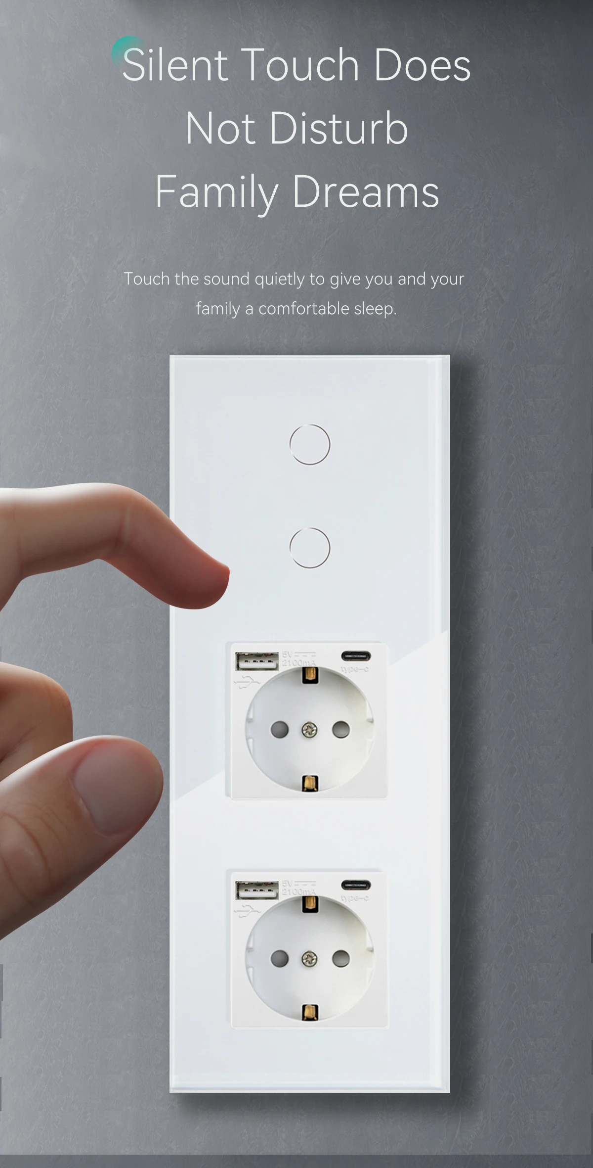 interruptor de toque 1gang 1way sensor cristal