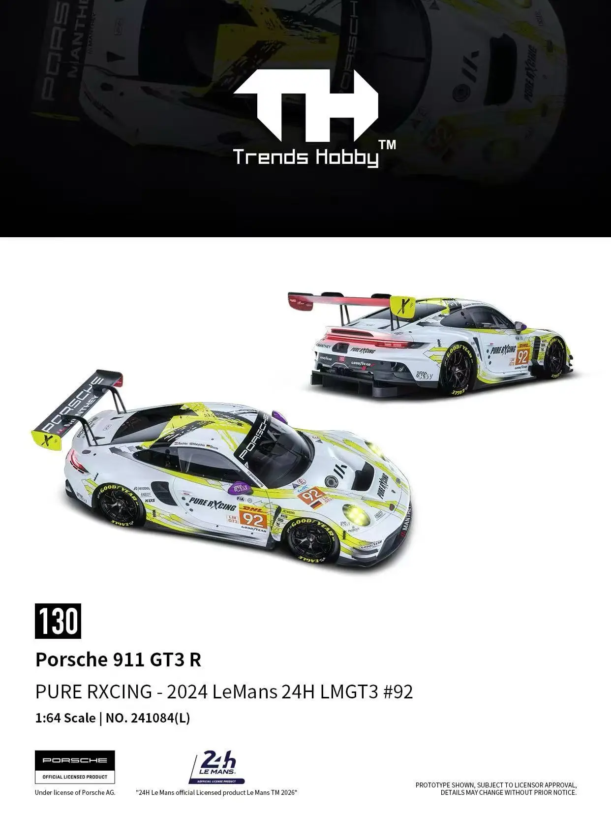 새로운 프리세일 트렌드 취미용품 1:64 람보르기니 우라칸 GT3 Evo2 2025 DTM 합금 미니어처 다이캐스트 모델 24시간 르망 LMGT3 포르쉐 장난감