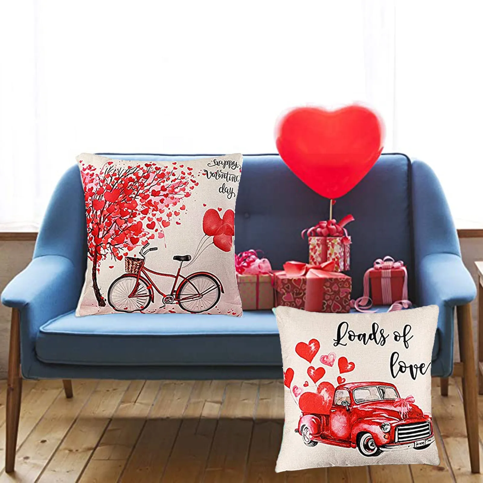 

1pc Valentine's Day Gift Pillowcase Decorative Printing Sofa red truck car Cushion Home Decoration Linen Cushion Cover 45x45cm