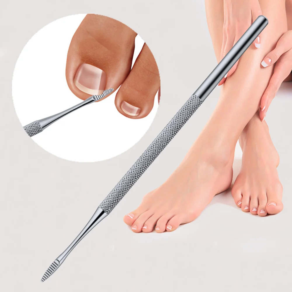 1pc Nail Art Dual End Stainless Steel Dirt Remove Cleaning Stick Nail Toenail Ingrown Correction File Manicure Pedicure Tool
