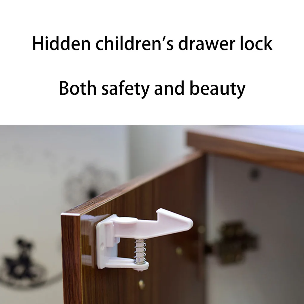 Cabinet Lock Child Lock Pack of 6 Baby Safety Lock Living Room Bedroom Kitchen Cupboard Cabinet Door Drawer Punch Free Kids Protector Locks