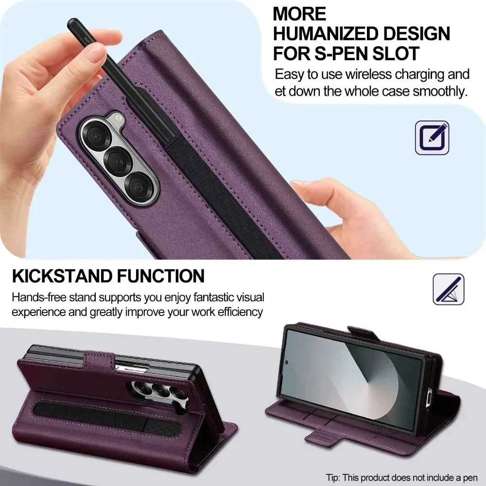 Premium Business Leather Flip Case with Pen Holder and Card Slots