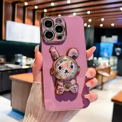 Cute Rabbit Stand Soft Phone Case Cover for OnePlus 11 Pro (PURPLE)