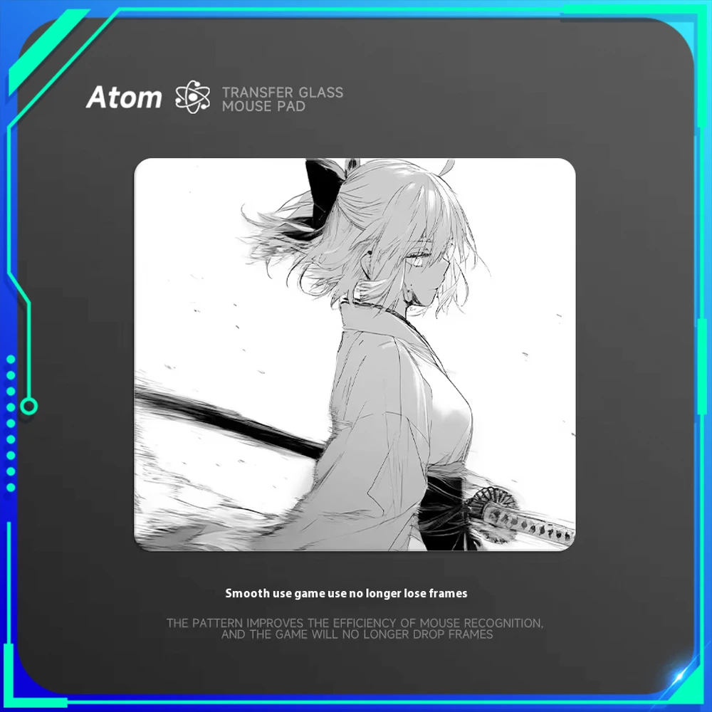 ATOM AT1636 Photovoltaic Glass Mouse Pad Tempered Upgrade Smooth FPS Anime Esports Game Mouse Pad Customized Office Desk Pad