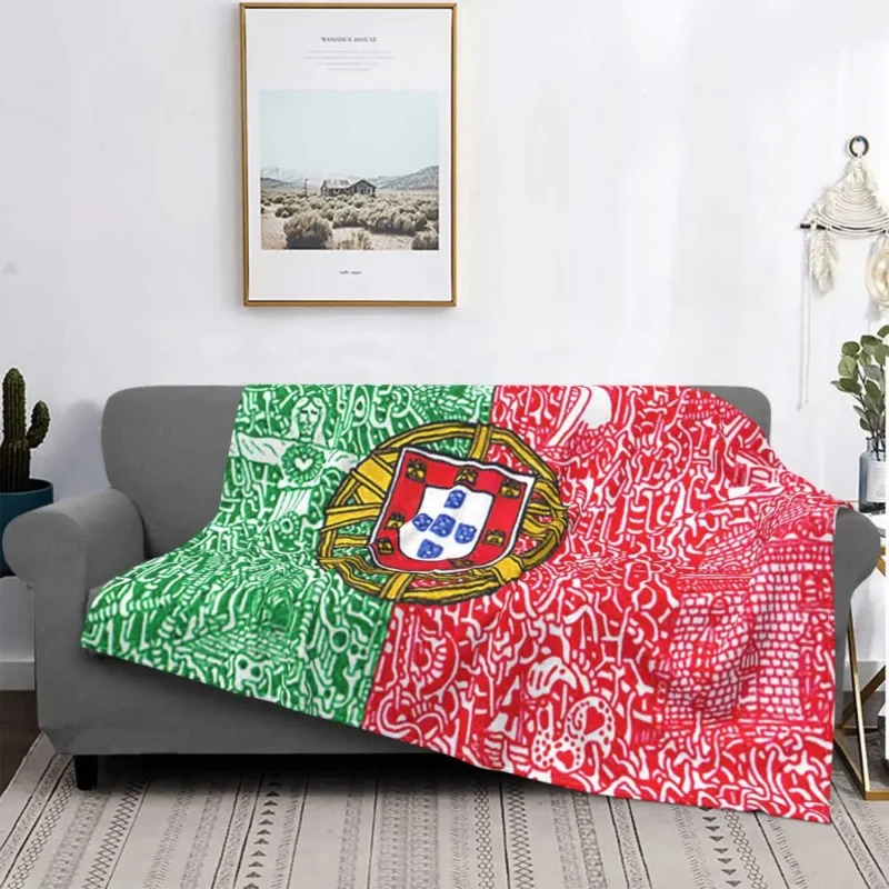 

The Portugal Flag Blankets Coral Fleece Textile Decor Multi-function Lightweight Throw Blankets for Bedding Office Rug Piece