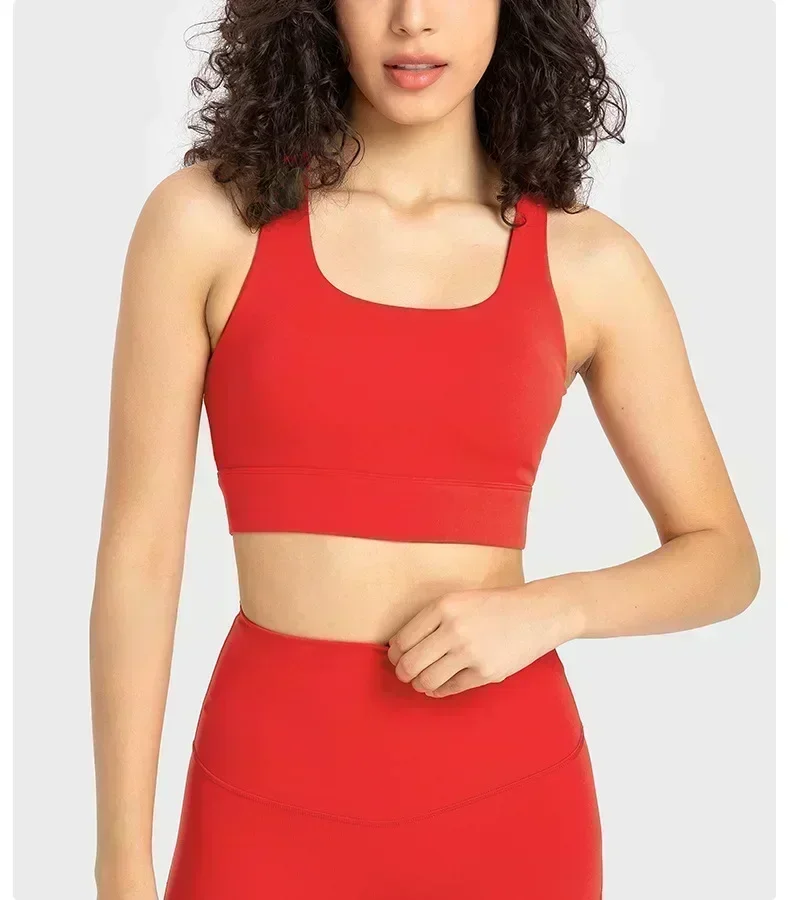 Lemon High End Nylon Back Open Workout Gym Tops High Impact Padded Mid Support Sport Bras Full Coverage Brassiere Women Clothing 6