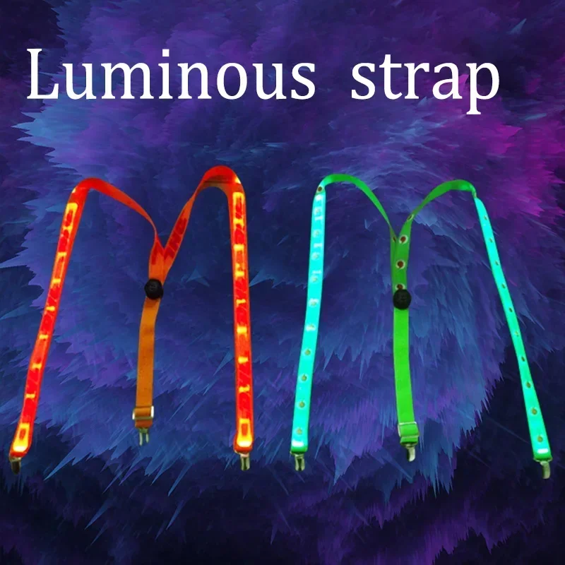 Party Supplies Suspenders With Bow Tie LED Lights Woman Hangers For Men Wedding Party Accessories Glow-in-the-dark SD01
