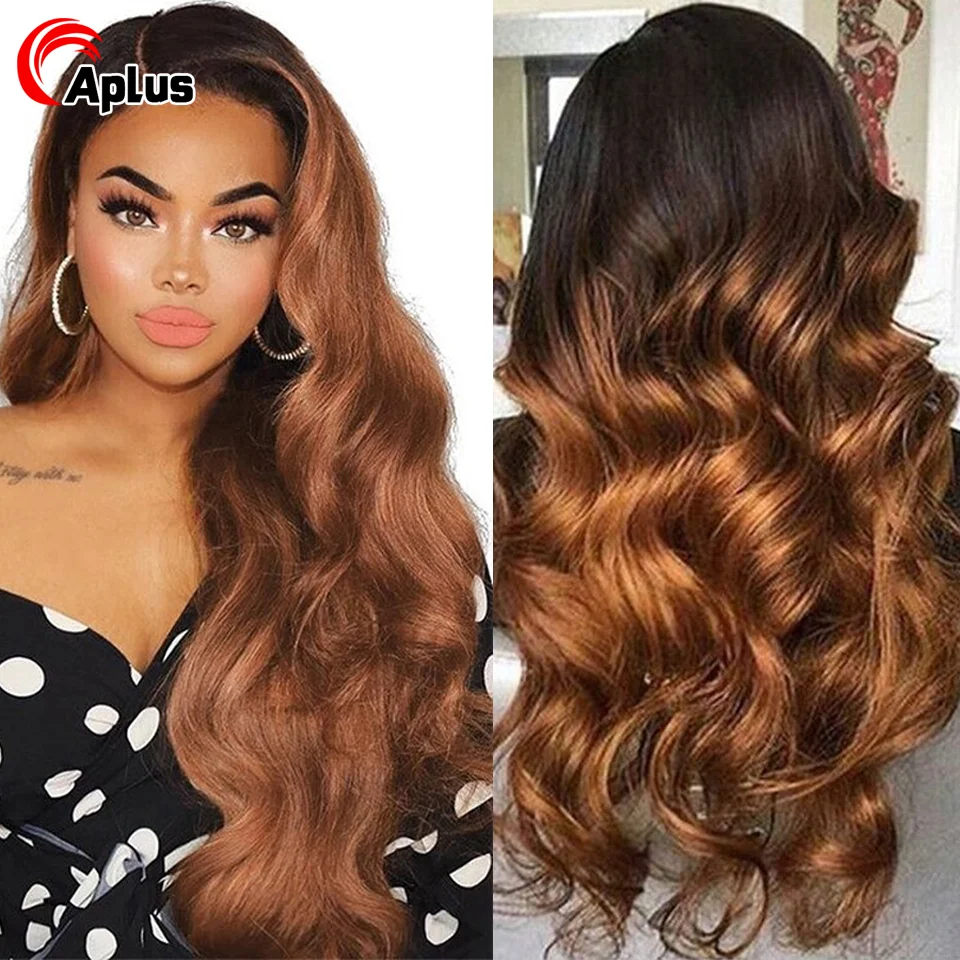 Honey Blonde Ombre Lace Front Human Hair Wigs Colored 1b/27 Body Wave HD lace Frontal Wig for Women Highlight Human Hair lace front wigs