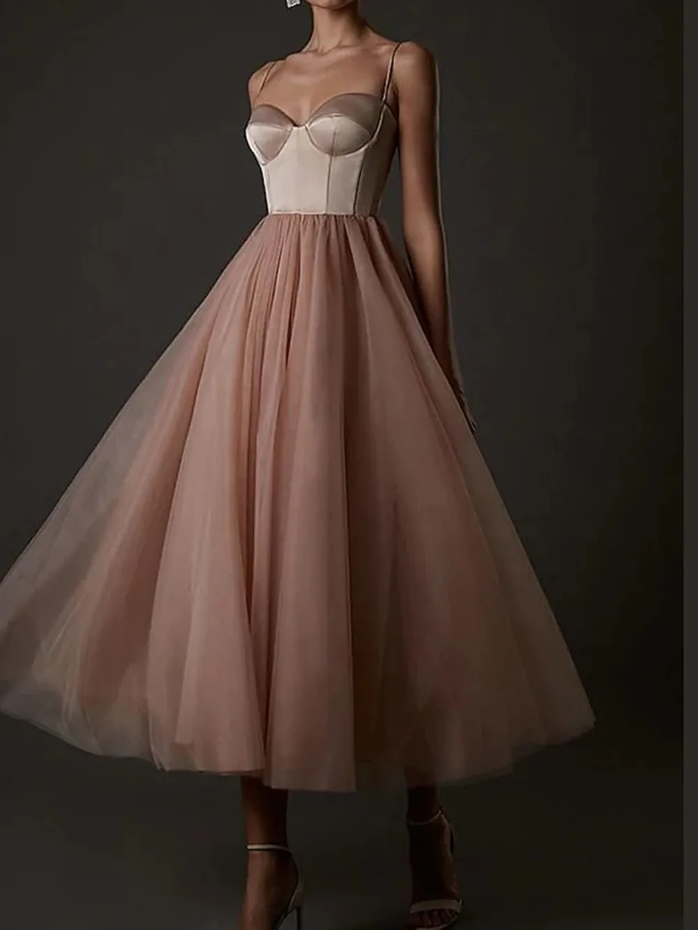 

Women's Satin Evening Dress White Champagne Sleeveless Layered Spring Summer Strapless Romantic Sexy Vestido Robe فستان Party