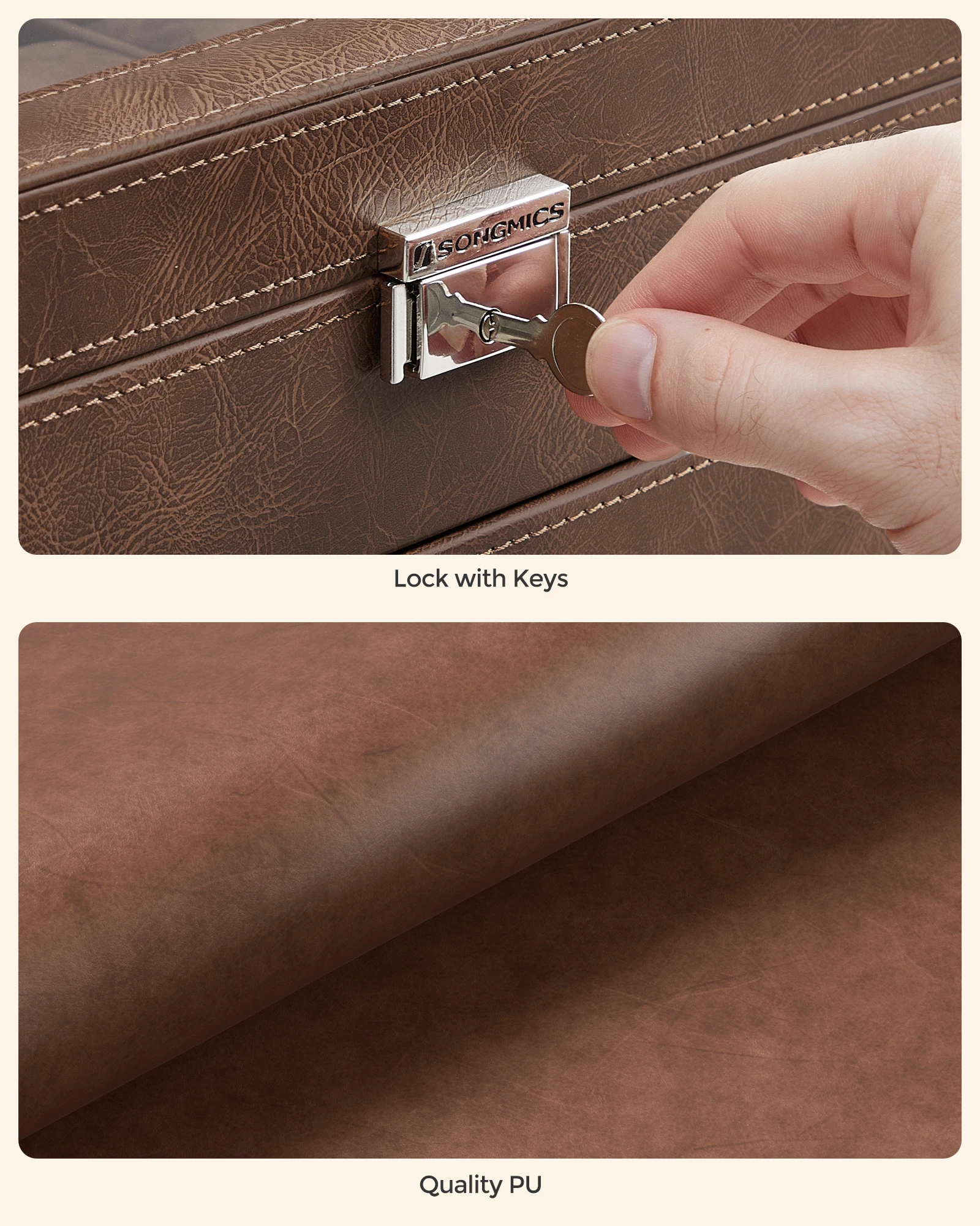 12-Slot Watch Box with Lockable Glass Lid and 2-Layer Design, Velvet-Lined Jewelry Stor... - SKU JDC01052 - UGI Packaging