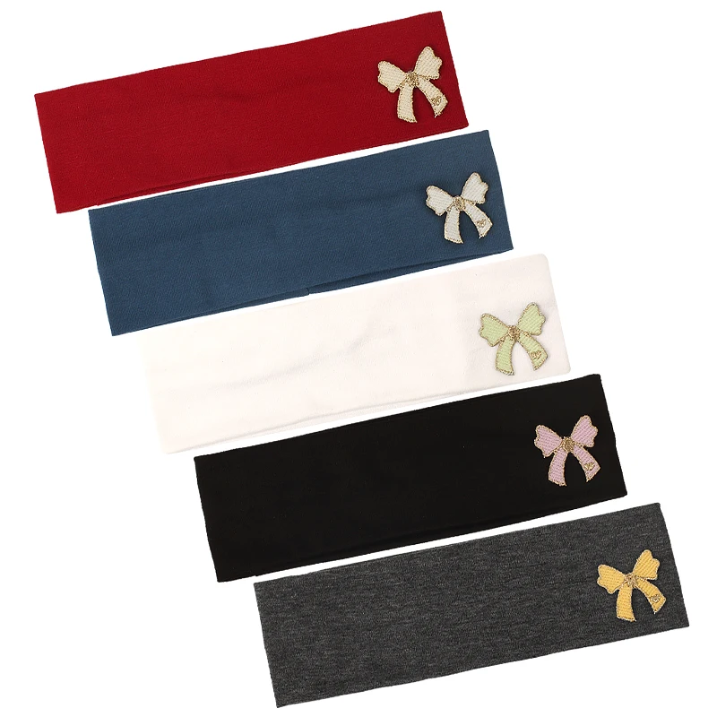 BowtiePatchBabyGirlsTurbanHeadbandKidsGirlsCutePlainCotton
