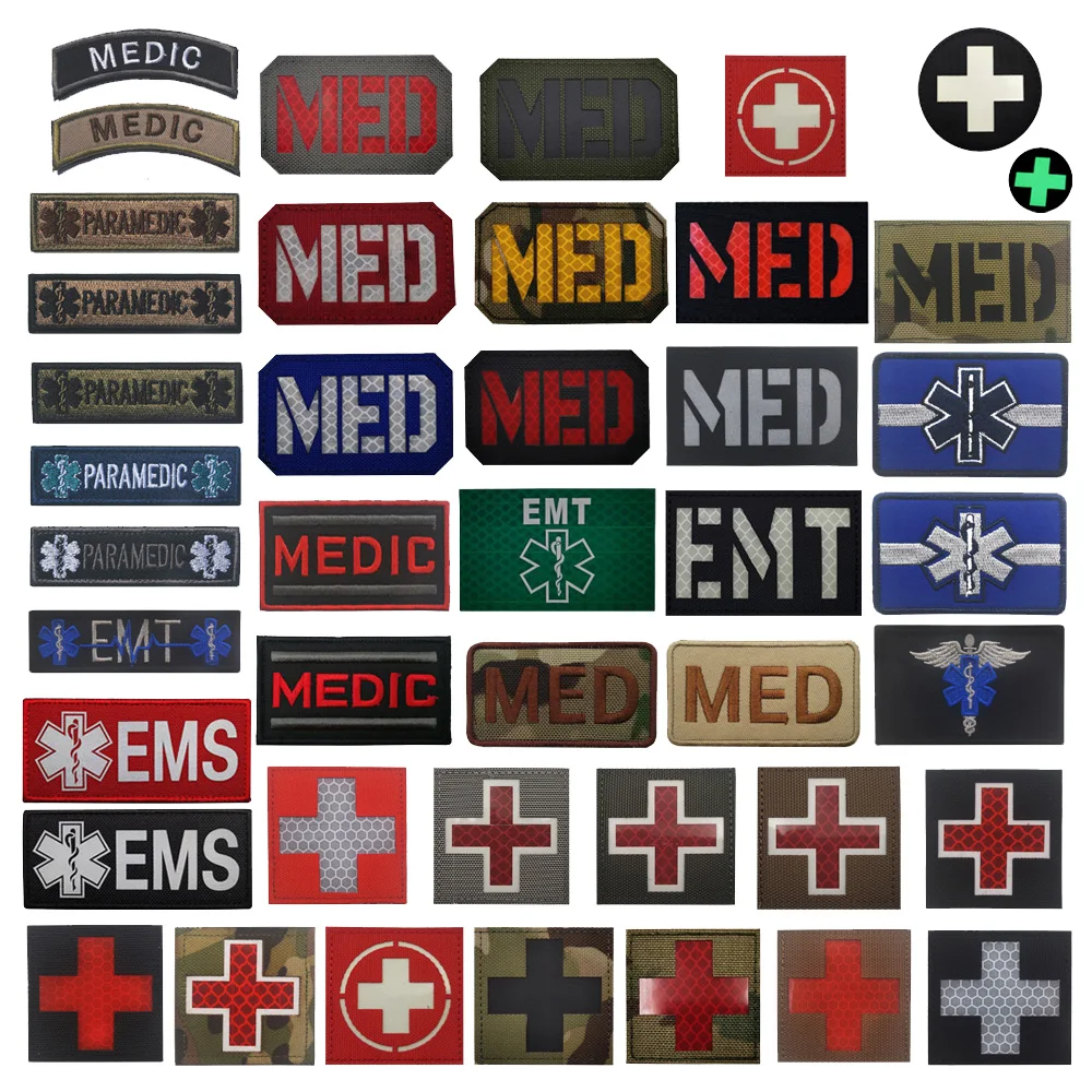 Laser Cut IR Reflective MED Armband, Embroidered Camouflage Badge, EMS Bag Accessory Backpack Patches for Clothing