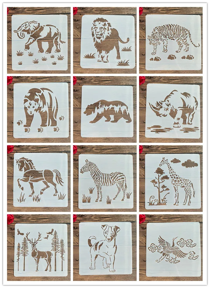 

20 *20 cm size diy craft mandala animal mold for painting stencils stamped photo album embossed paper card on wood, fabric,wall