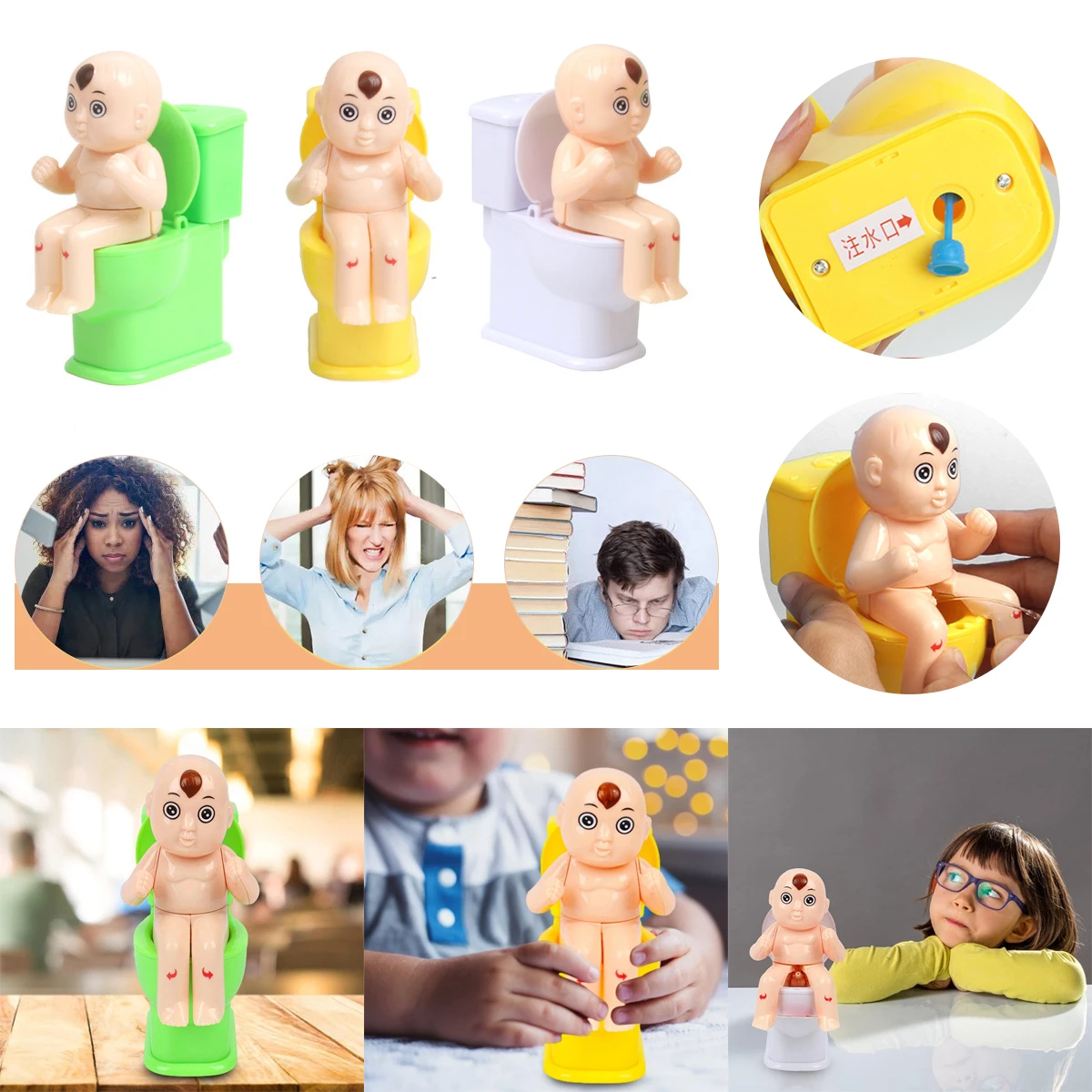 Funny Children Tricky Shooting Water Toys Novelty Squirt Joke Toy Doll Toilet Pee Cartoon Boy Water Spray Trick Squishy