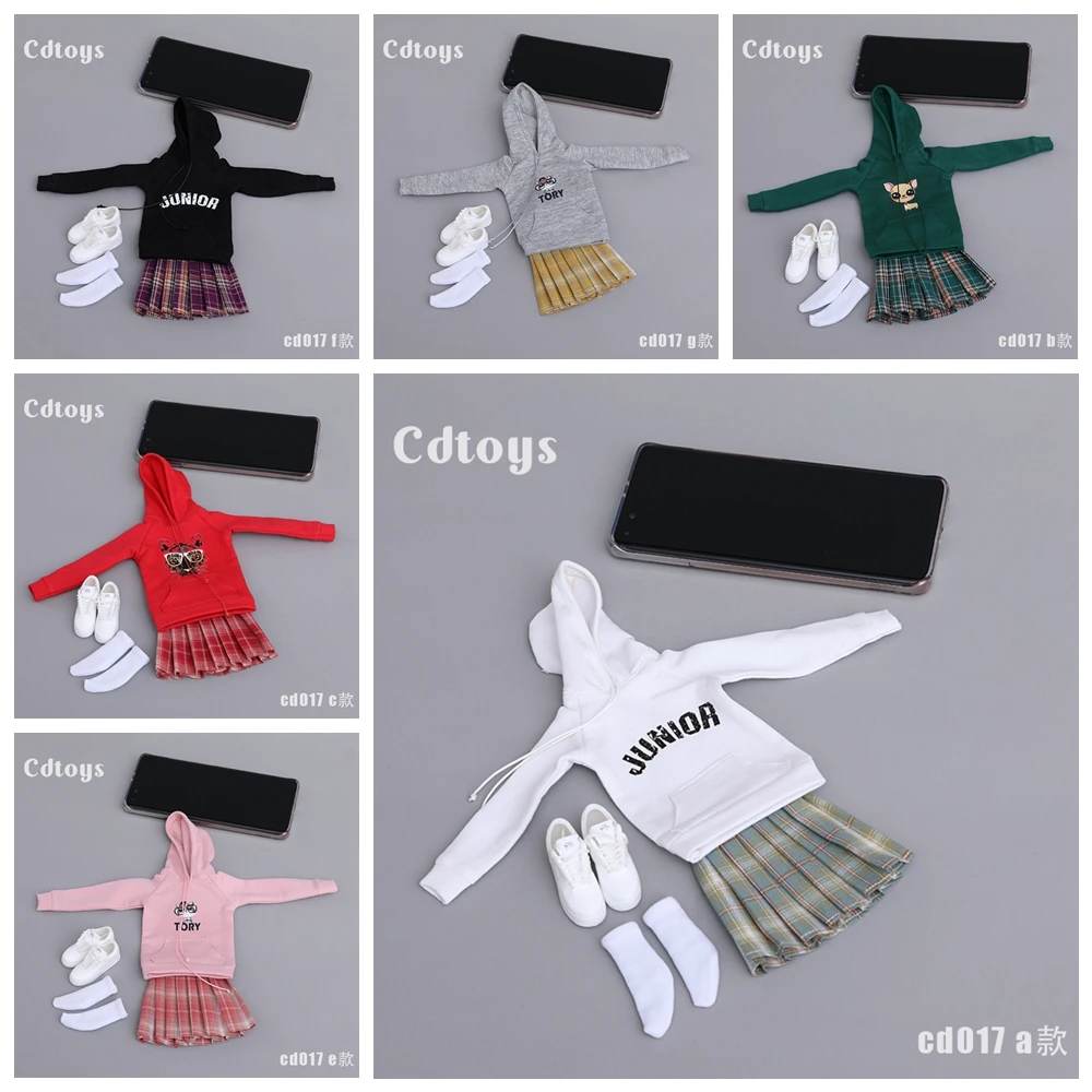 

Cdtoys CD017 Student Uniform Model1/6 Female Printing Hooded Sweater Pleated Skirt Dress For 12 Inches Action Figure Body