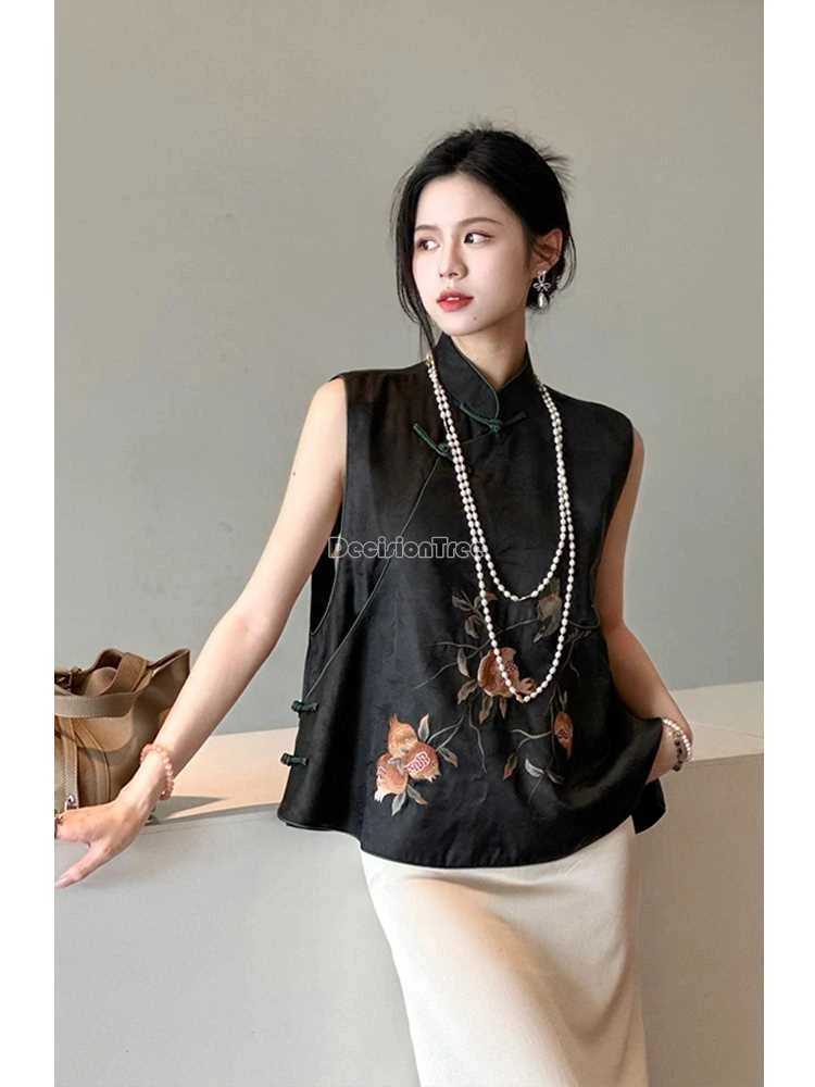 2025 retro chinese style popular fashionable versatile vest daily improved leisure qipao vest summer thin loose cool waistcoat