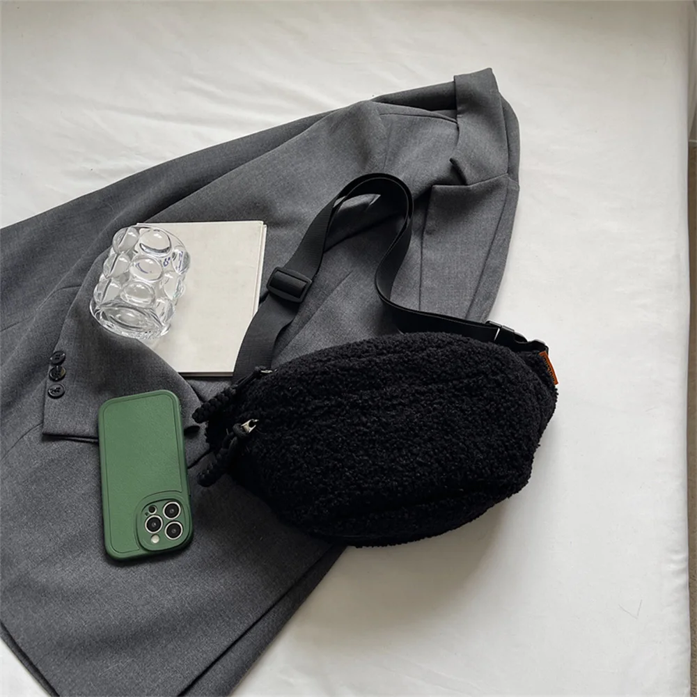 Fleece Sherpa Crossbody Bags for Women Trendy Fashionable Cute Waist Pouch Side Bag Cute Bum Hip Waist Pack Waist Bum Bag Pack