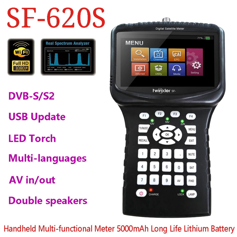 Спутниковый Finder метр Twinkler SF 620S ручной DVB-S2 с 4 3 дюймов ЖК-дисплей поддержка