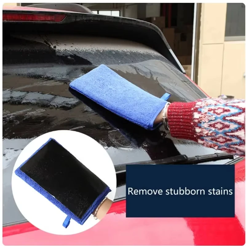 Car Wash Clay Gloves Fine Grade Magic Clay Mitt One Side Bar One Side Microfiber Car Detailing Tool before Polishing