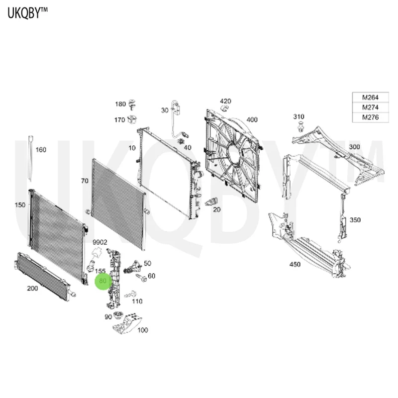 Fixed components and protective cover support frame A0995042418 A0995042318