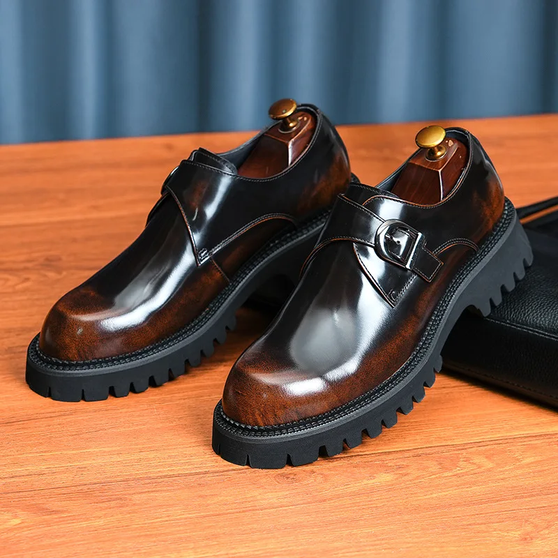 Italian Patent Leather Mens Dress Shoes Luxury Brand Handmade Fashion Platform Elegant Genuine Leather Wedding Oxfords Shoes Man