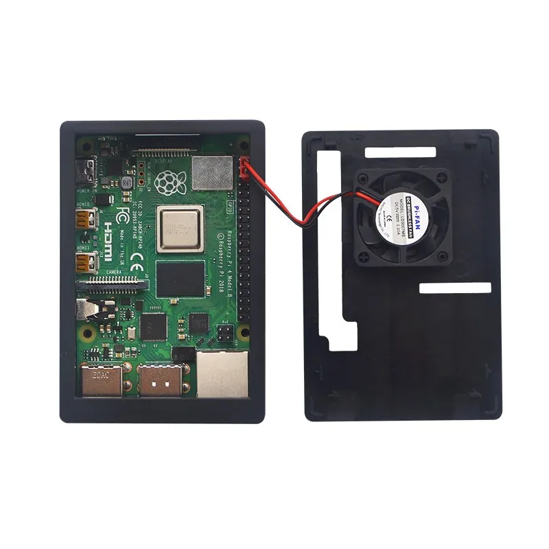 Raspberry Pi 4 Model B ABS Case with Cooling Fan Black Plastic Prectective Box f