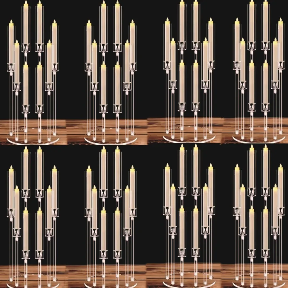 5pcs/10pcs)candle holder kerzenhalter candelabro de cristal crystal menorah candlesticks acrylic candelabra centerpiece